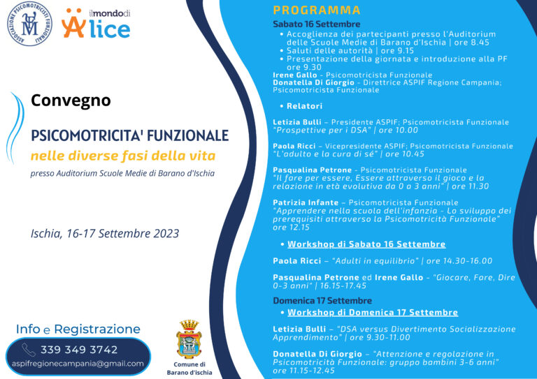 AD ISCHIA IL PRIMO CONVEGNO IN CAMPANIA DEDICATO ALLA PSICOMOTRICITÀ FUNZIONALE
