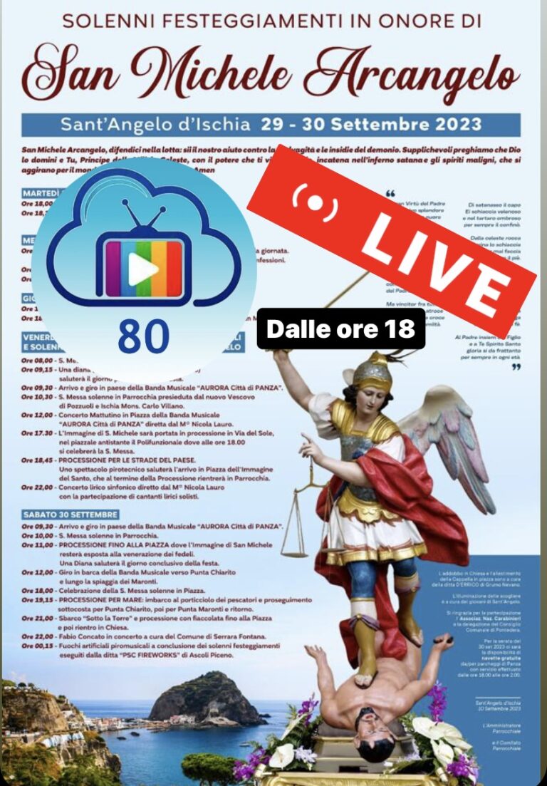 FESTA DI SAN MICHELE, DOMANI LA DIRETTA SU NUVOLA TV