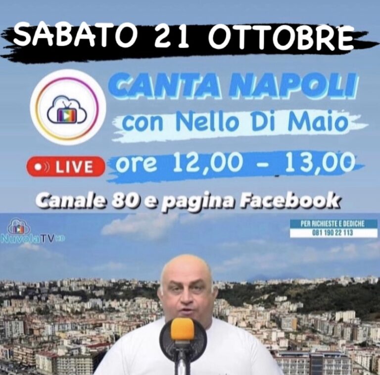 CANTANAPOLI: LA DIRETTA SU NUVOLA TV AL CANALE 80 SABATO 21 OTTOBRE DALLE ORE 12