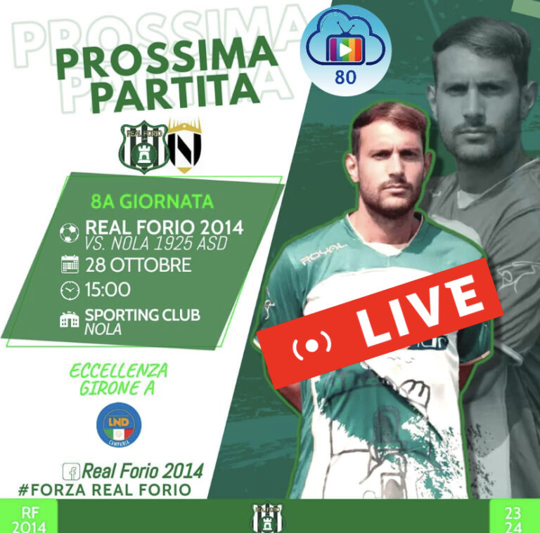 NOLA vs REAL FORIO: SABATO 28  ORE 15 LA DIRETTA AL CANALE 80 