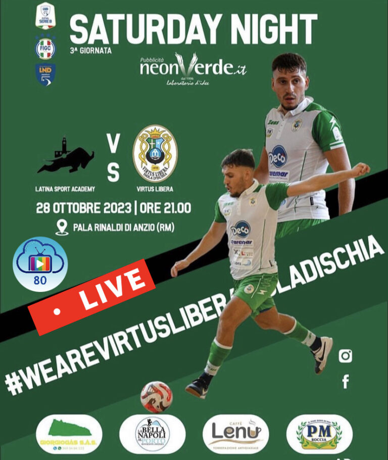 CALCIO: STASERA IN DIRETTA SUL CANALE 80 LATINA vs VIRTUS LIBERA ORE 21 