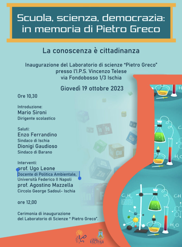 ISTITUITO AL TELESE IL LABORATORIO DI SCIENZE TITOLATO A PIETEO GRECO.  GIOVEDÌ L’INAUGURAZIONE