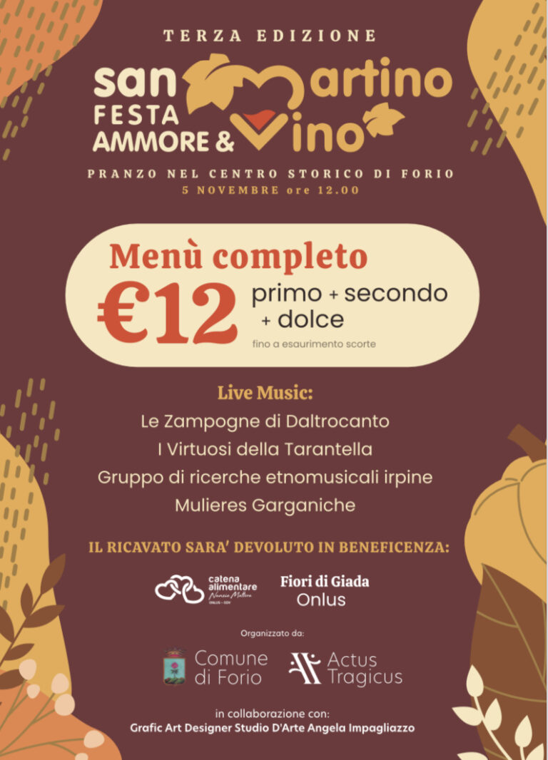 SAN MARTINO FESTA AMMORE & VINO: MUSICA GASTRONOMIA E SOLIDARIETÀ A FORIO