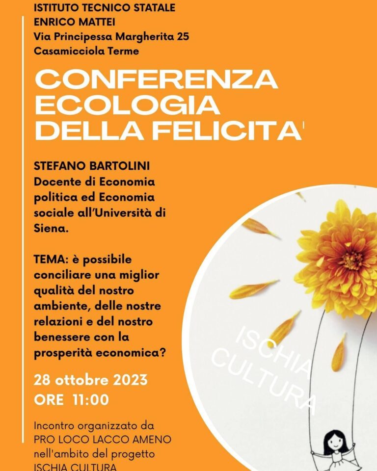 ISCHIA: CONFERENZA ECOLOGIA DELLA FELICITA’ AL MATTEI 