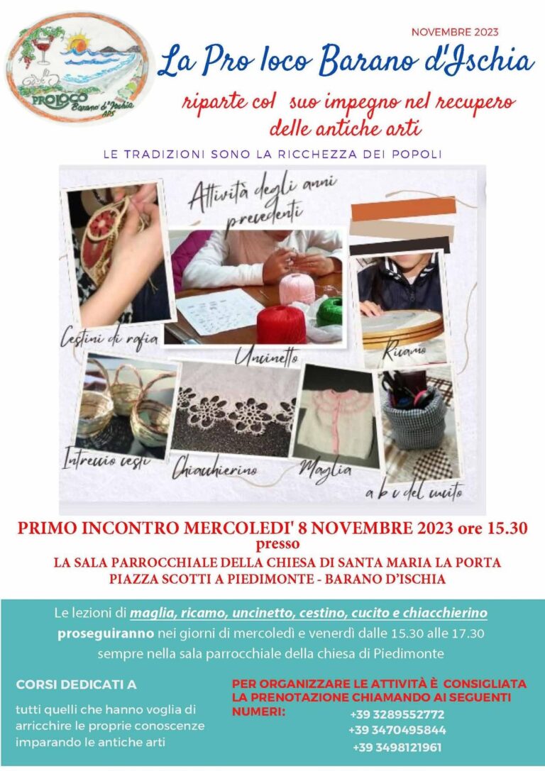 ANTICHI MESTIERI: LA PROLOCO BARANO D’ISCHIA RIPARTE CON IL RECUPERO DELLE TRADIZIONI