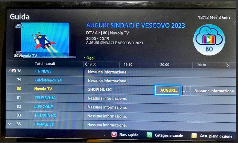 ATTIVA LA GUIDA SUL CANALE 80