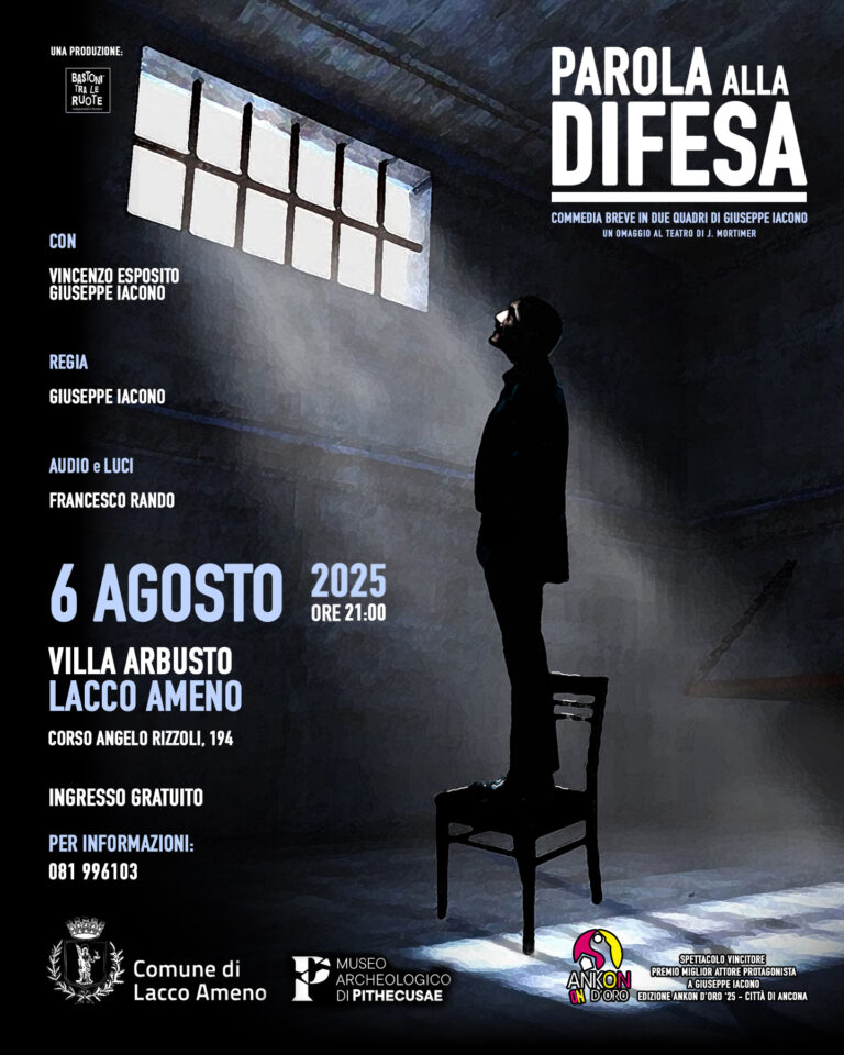 HUMOR E DRAMMA, GIUSEPPE IACONO IN SCENA A VILLA ARBUSTO CON ‘PAROLA ALLA DIFESA’ 
