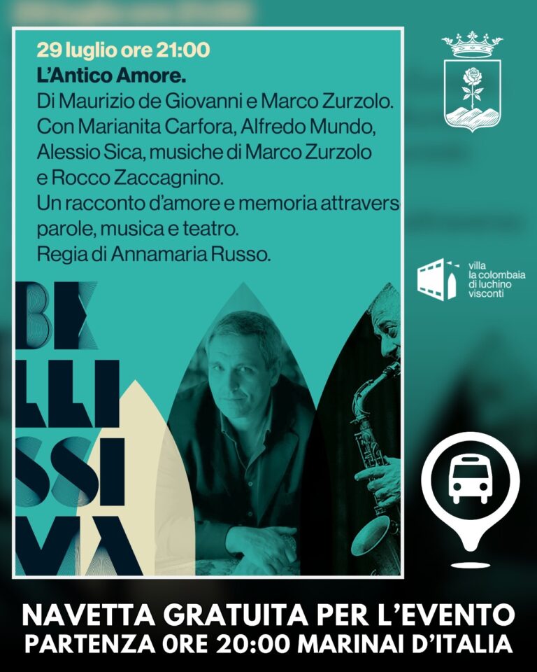 Villa La Colombaia ospita “L’Antico Amore”: serata di teatro, musica e parole con De Giovanni e Zurzolo