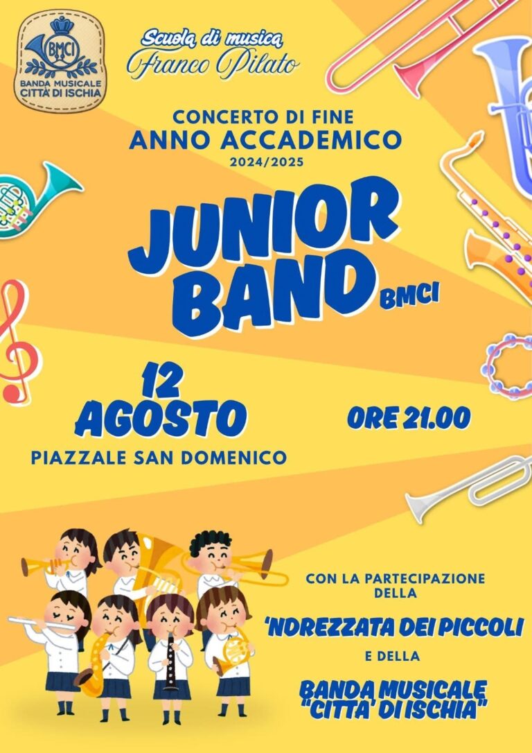 Ischia: il 12 agosto Concerto di Fine Anno della Junior Band della BMCI al piazzale San Domenico