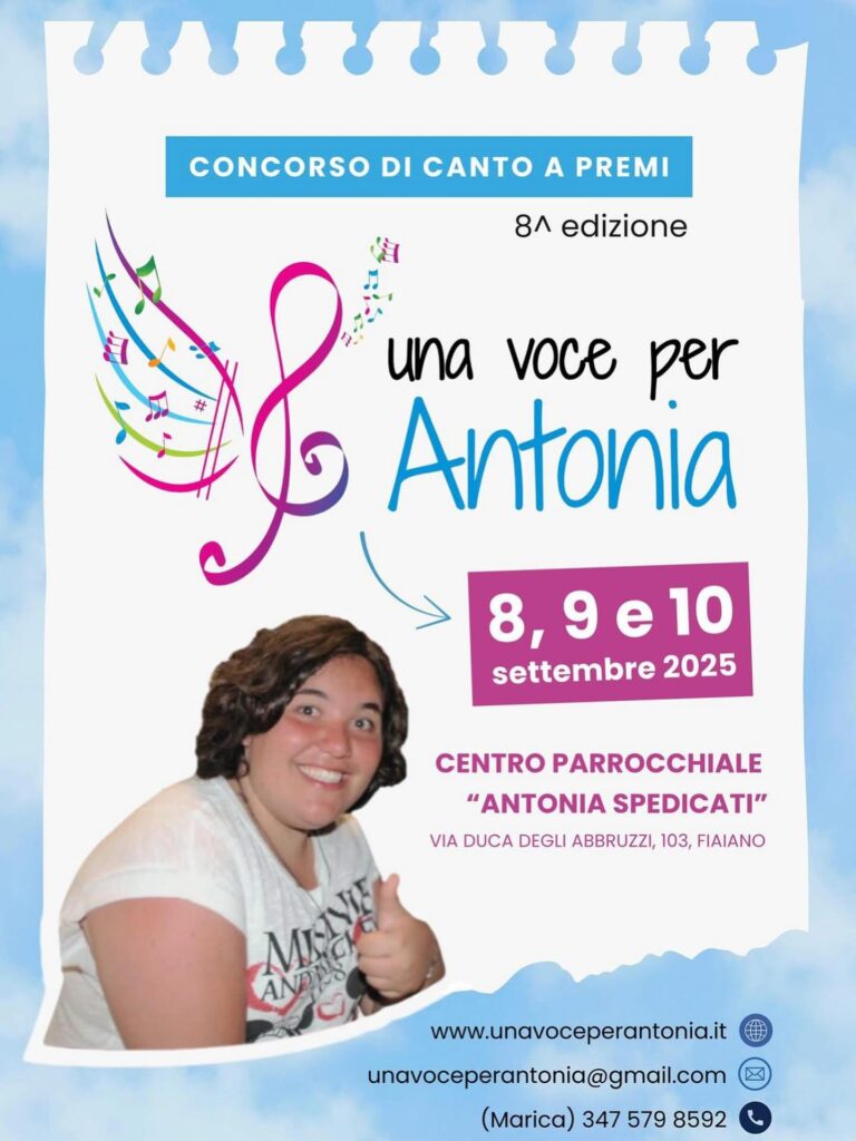 “Una Voce per Antonia” – Aperte le iscrizioni all’ottava edizione