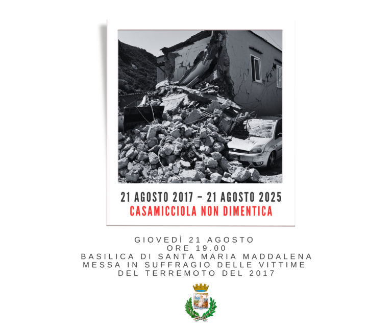 Casamicciola Terme: giovedì sera messa in suffragio delle vittime del sisma del 2017