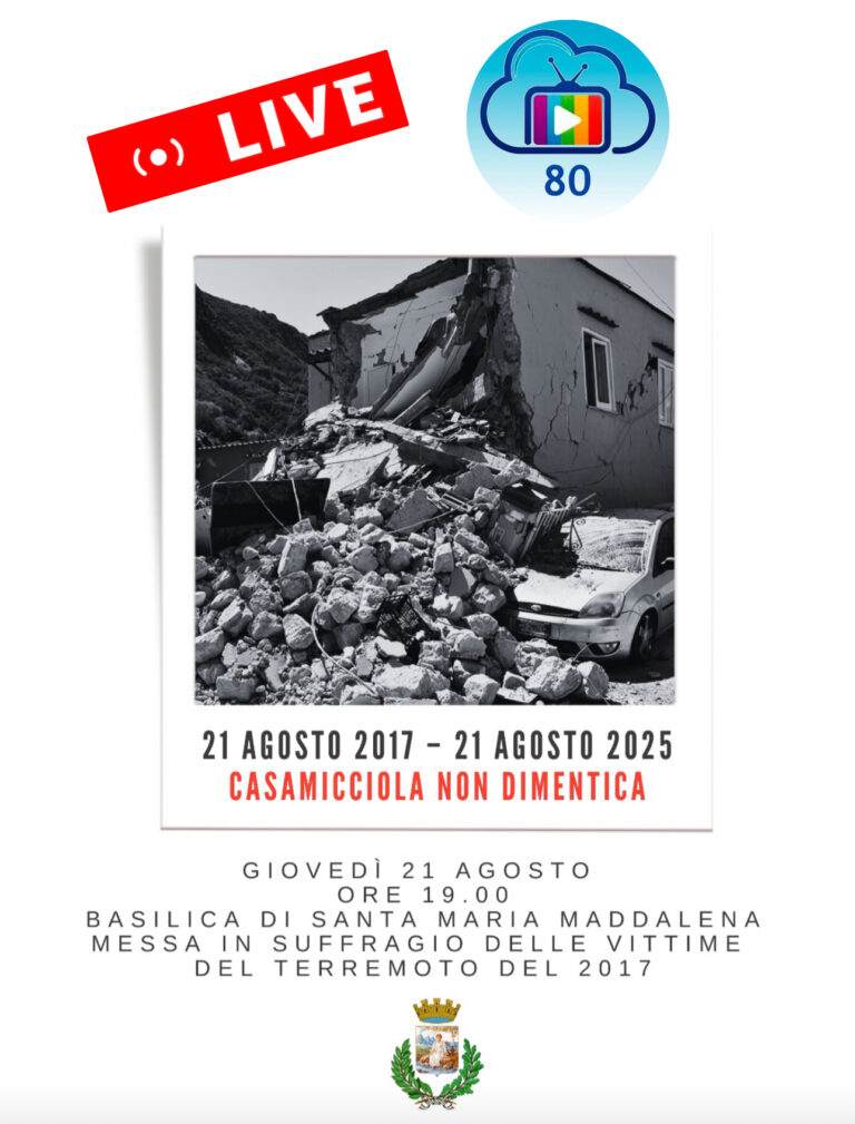 DIRETTA SANTA MESSA A CASAMICCIOLA IN MEMORIA DELLE VITTIME DEL SISMA