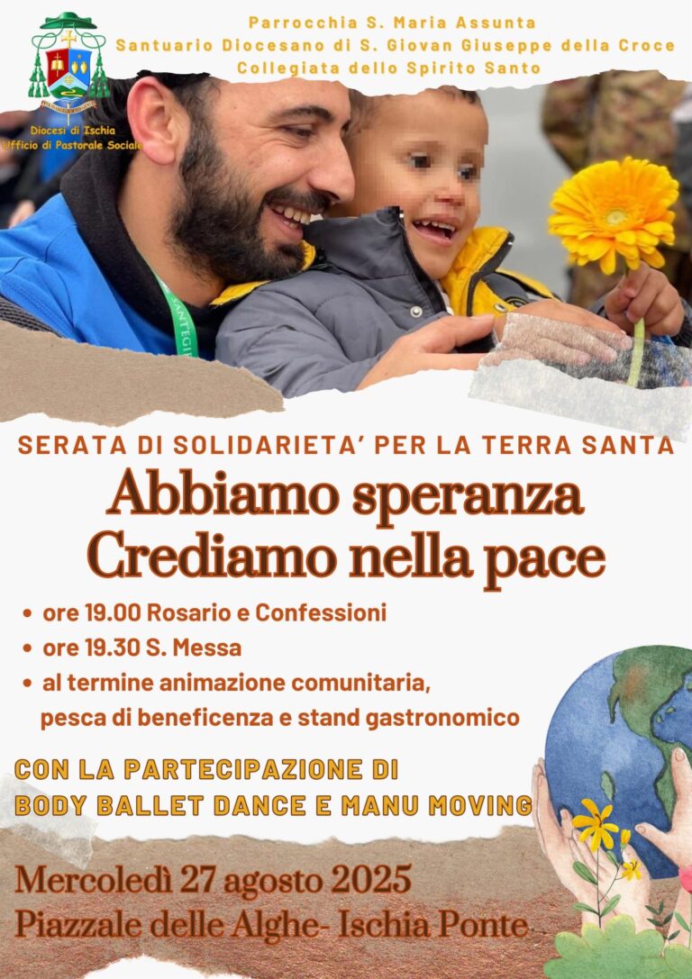 Domani sera a Ischia Ponte: Serata di Solidarietà per la Terra Santa