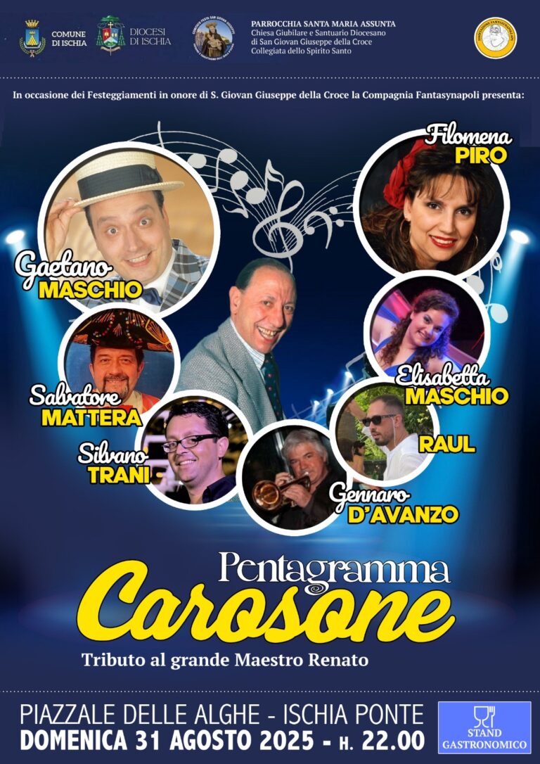 “PENTAGRAMMA CAROSONE” AD ISCHIA PONTE CON GAETANO MASCHIO E LA SUA COMPAGNIA