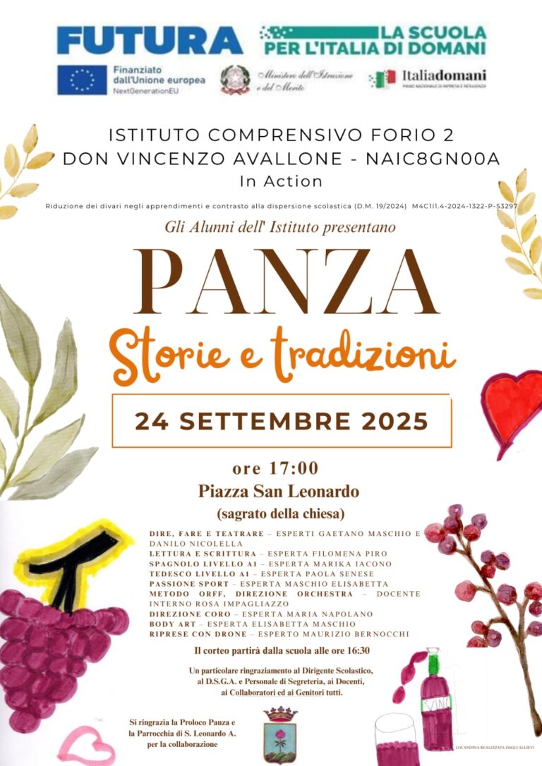 L’I.C. FORIO 2 “DON VINCENZO AVALLONE” PRESENTA: “PANZA STORIE E TRADIZIONI”