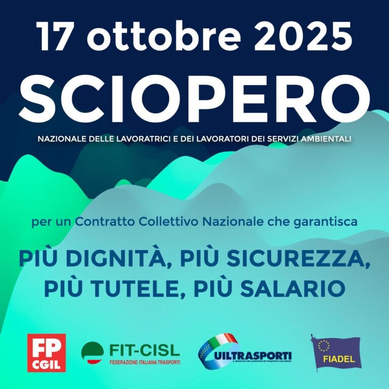 Servizi Ambientali, rottura delle trattative: i sindacati proclamano lo sciopero nazionale per il 17 ottobre