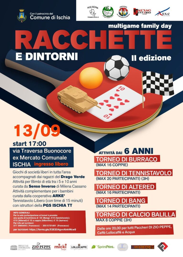 Ischia, pronti per la seconda edizione di “Racchette e Dintorni”: sport, amicizia e comunità protagonisti