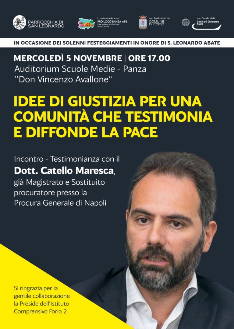 A Panza un incontro sulla giustizia e la pace con il Dott. Catello Maresca