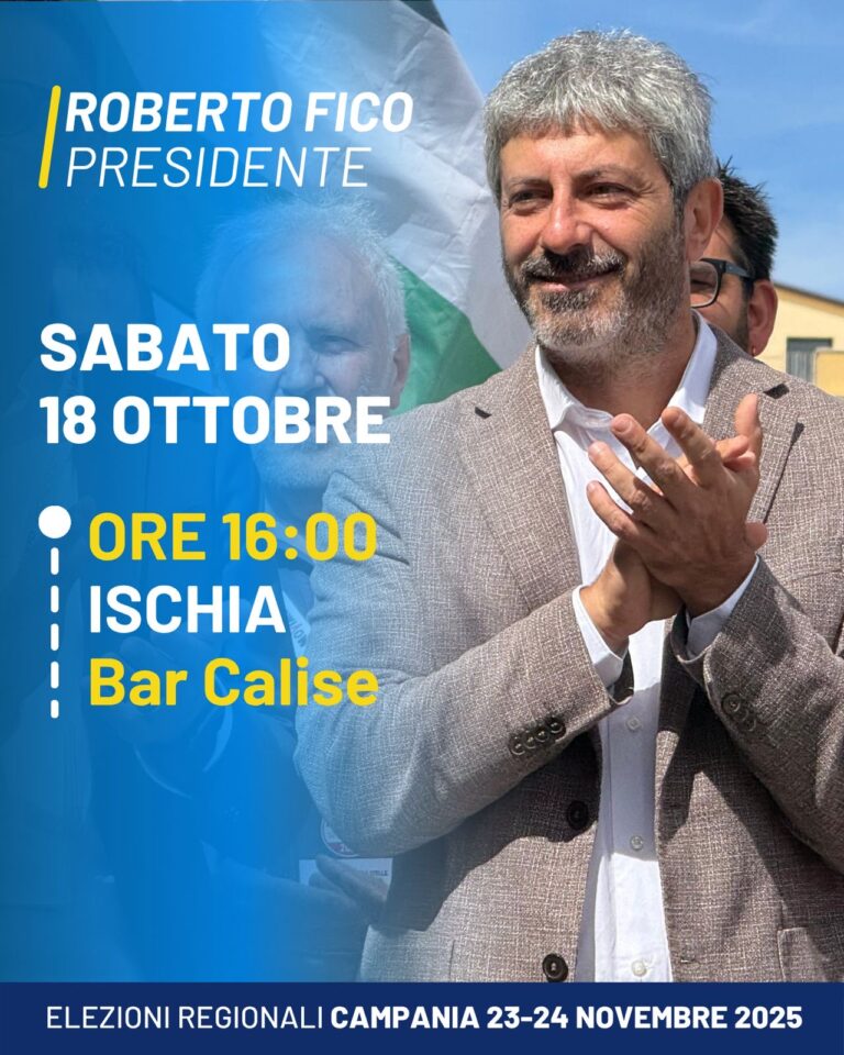 Roberto Fico a Ischia: incontro pubblico al Bar Calise per le Regionali Campania 2025