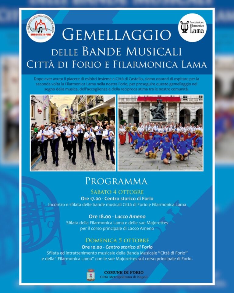 Forio e Lama unite dalla musica: torna il gemellaggio tra le bande musicali