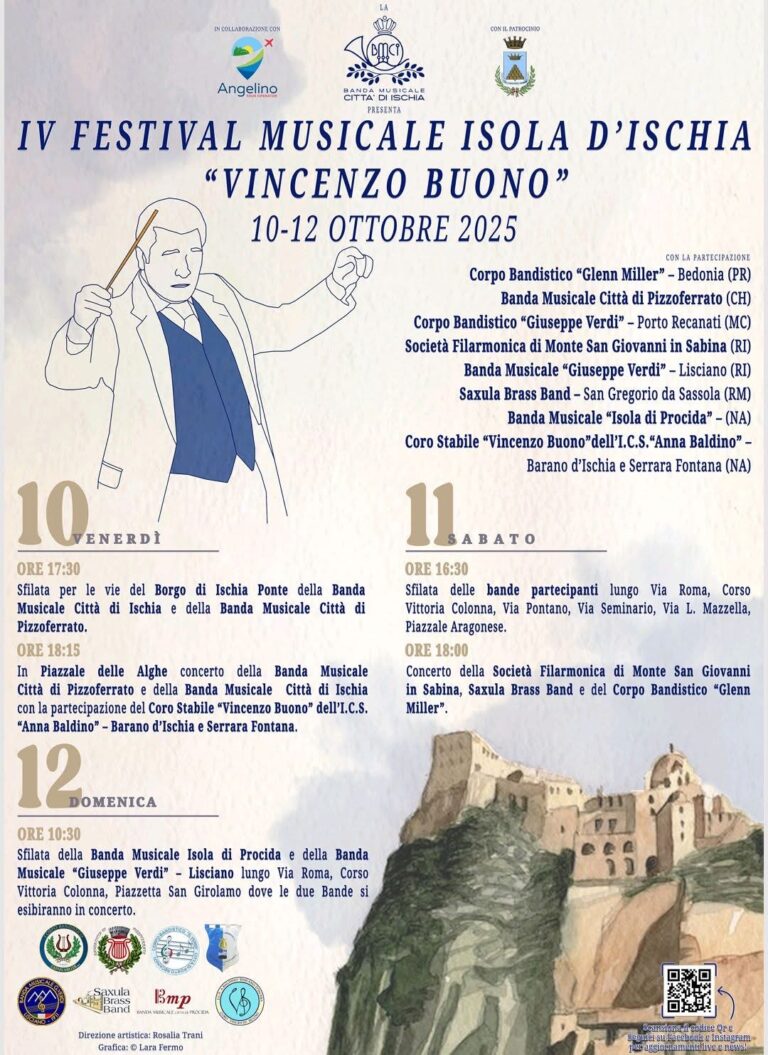 Dal 10 al 12 ottobre 2025 Ischia celebra la IV edizione del Festival Musicale “Vincenzo Buono”