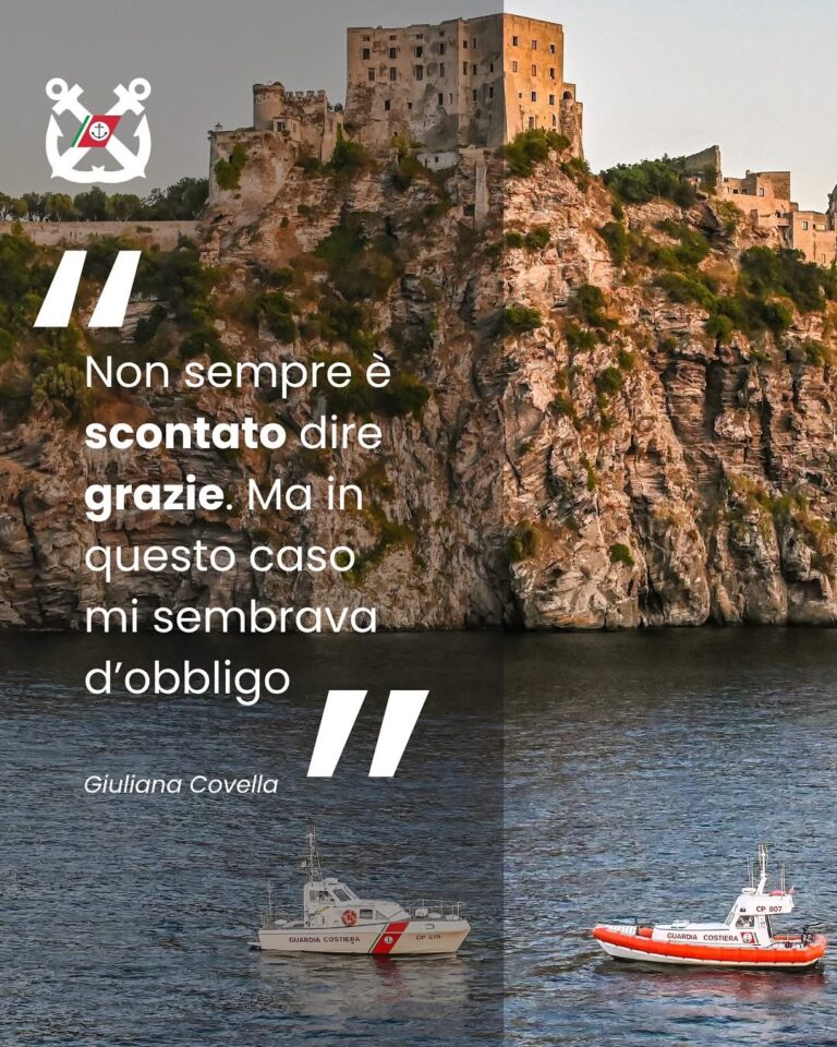 Ischia, una lettera che commuove: “Mia madre è viva grazie alla Guardia Costiera”