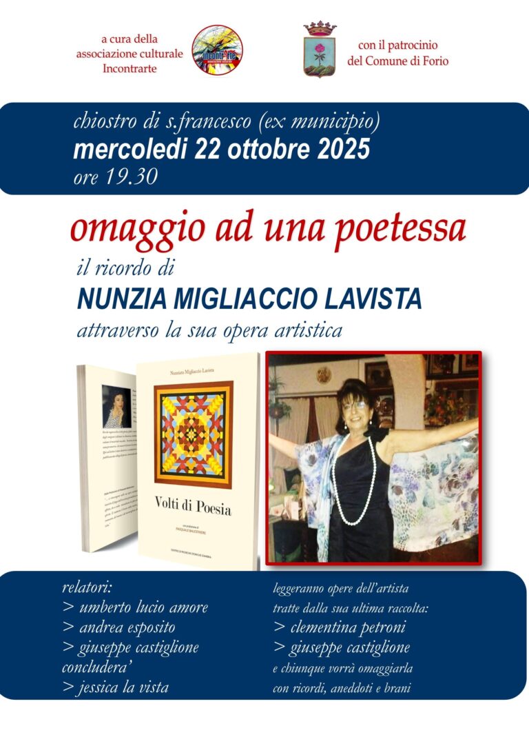 Forio celebra la memoria di Nunzia Migliaccio Lavista: omaggio a una poetessa dell’anima