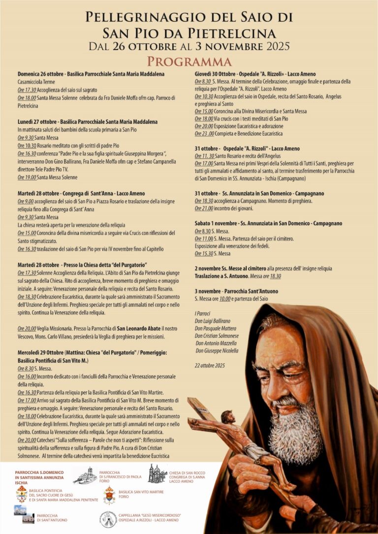 Il Saio di San Pio Pellegrino sull’Isola: Fede, Preghiera e Comunità dal 26 Ottobre al 3 Novembre