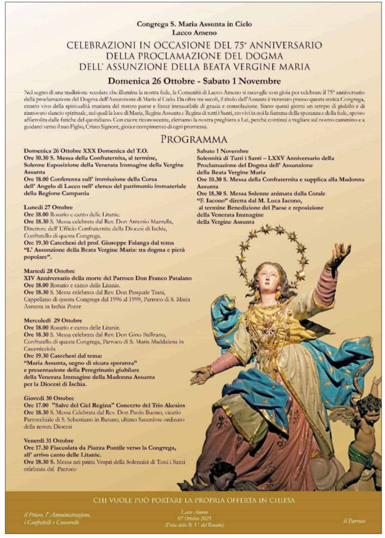 Lacco Ameno celebra il 75° anniversario del Dogma dell’Assunzione