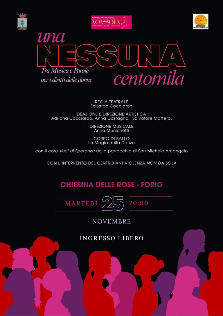 UNA NESSUNA CENTIMILA: EVENTO RINVIATO A GIOVEDÌ 27 NOVEMBRE
