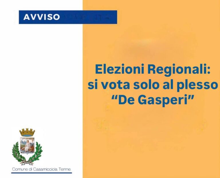Elezioni Regionali: a Casamicciola si vota solo al plesso De Gasperi