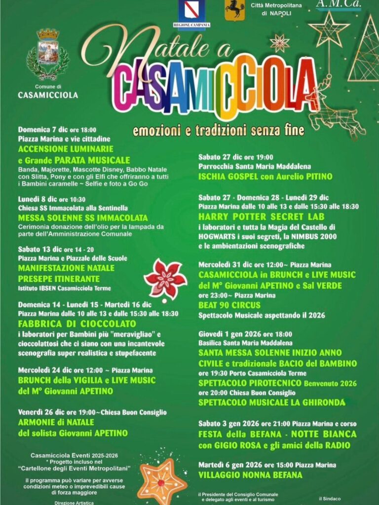 TUTTO PRONTO PER IL NATALE A CASAMICCIOLA: IL PROGRAMMA DEGLI EVENTI