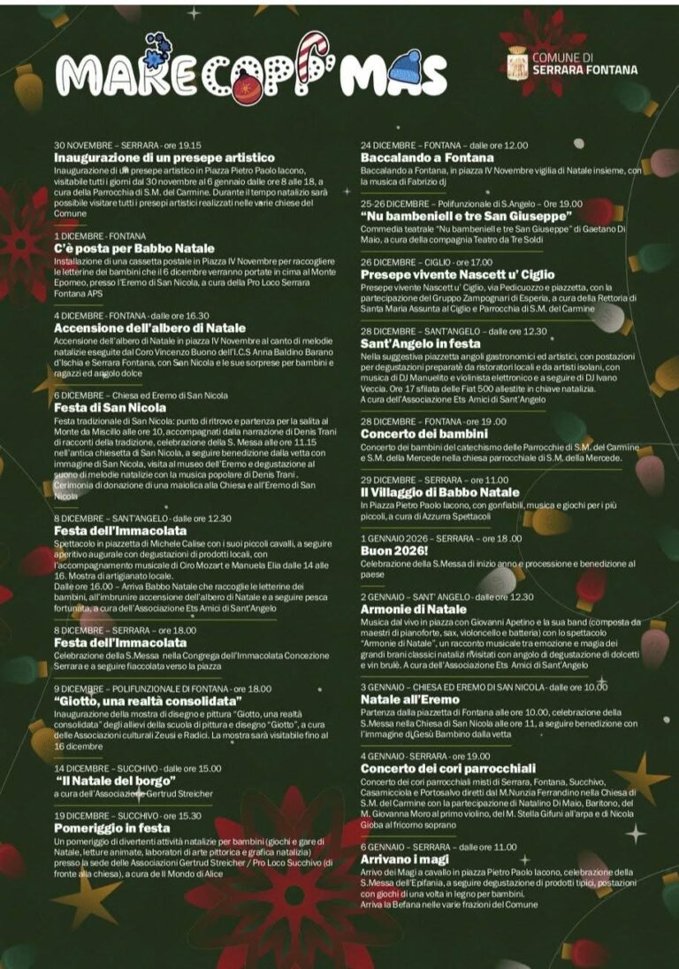 Il Natale a Serrara Fontana è ufficialmente iniziato. Il programma 