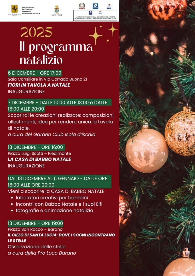 Barano d’Ischia: il calendario degli eventi natalizi 2025–2026