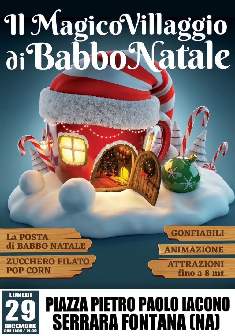 Serrara Fontana: il Natale continua in piazza Piazza Pietro Paolo Iacono con il Villaggio di Natale per bambini
