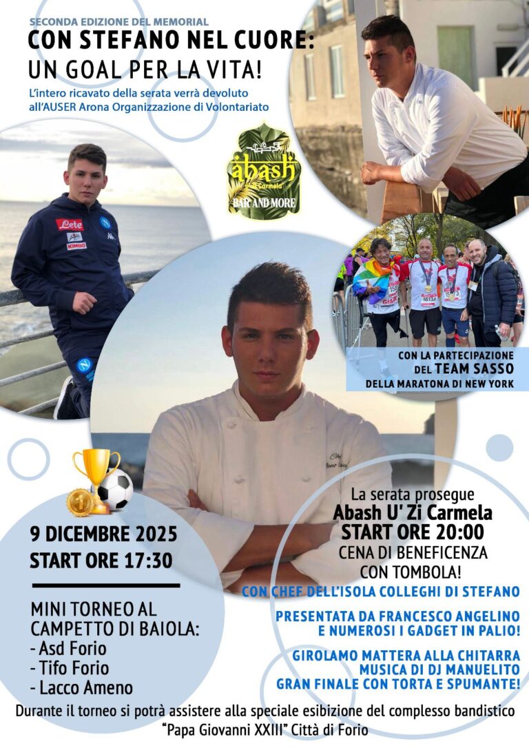 Forio, il cuore batte per Stefano: sport, musica e solidarietà nel memorial del 9 dicembre
