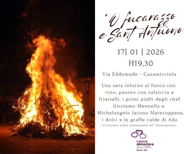 Casamicciola, torna il fuocarazzo di Sant’Antuono: serata solidale a sostegno delle famiglie in difficoltà