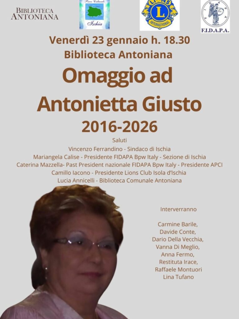 Ischia rende omaggio alla prof.ssa Antonietta Giusto a dieci anni dalla scomparsa