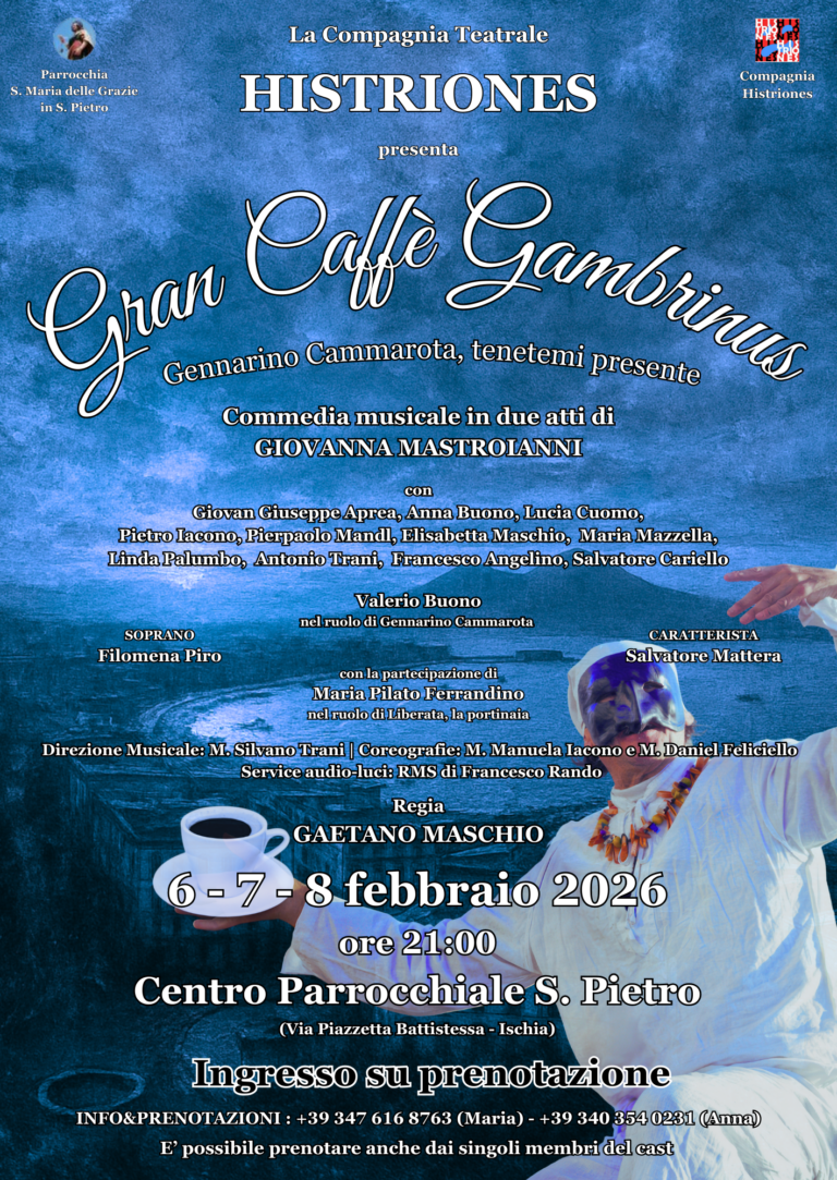 GRAN CAFFE’ GAMBRINUS, LA COMPAGNIA HISTRIONES RACCONTA NAPOLI E LA SUA STORIA