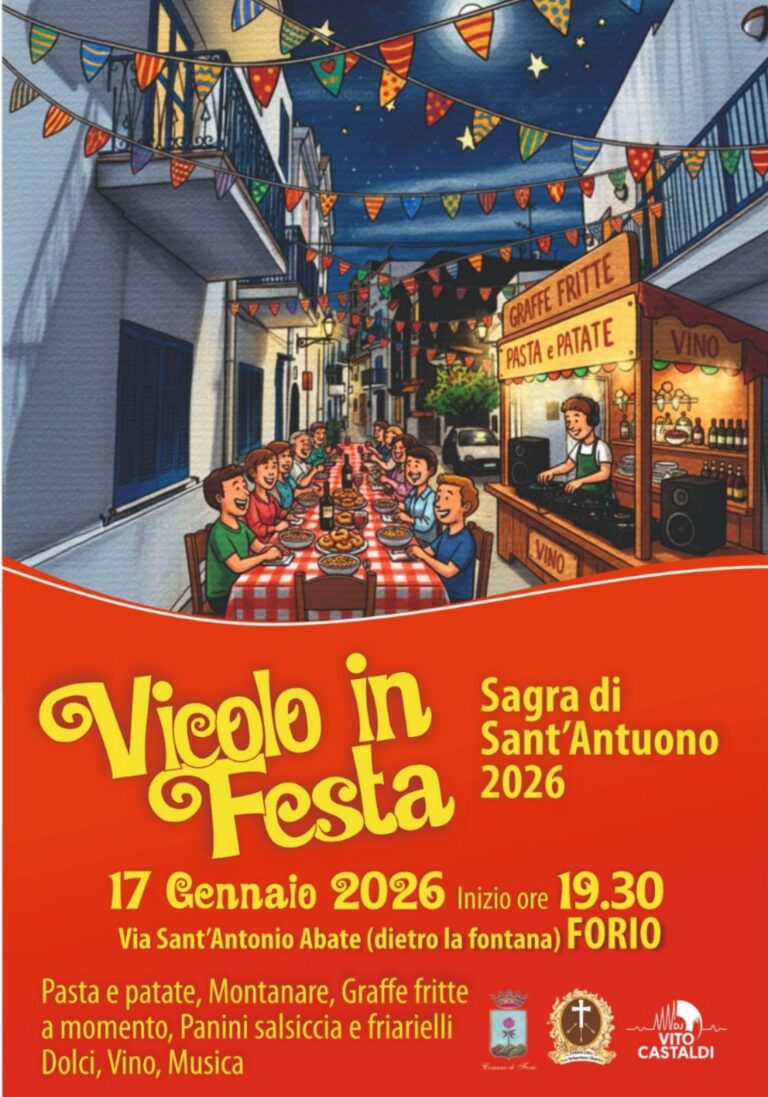 Forio, tutto pronto per “Vicolo in Festa – Sagra di Sant’Antuono 2026”