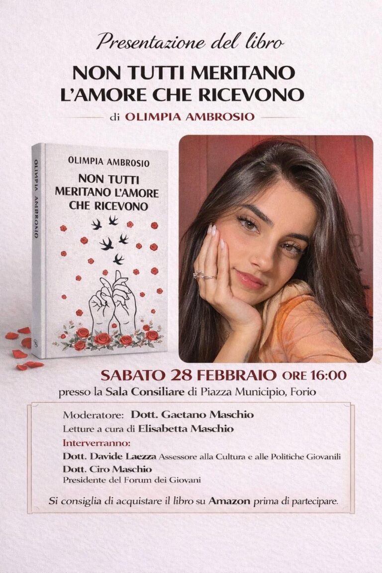 NON TUTTI MERITANO L’AMORE CHE RICEVONO”: OLIMPIA AMBROSIO PRESENTA IL SUO PRIMO LIBRO
