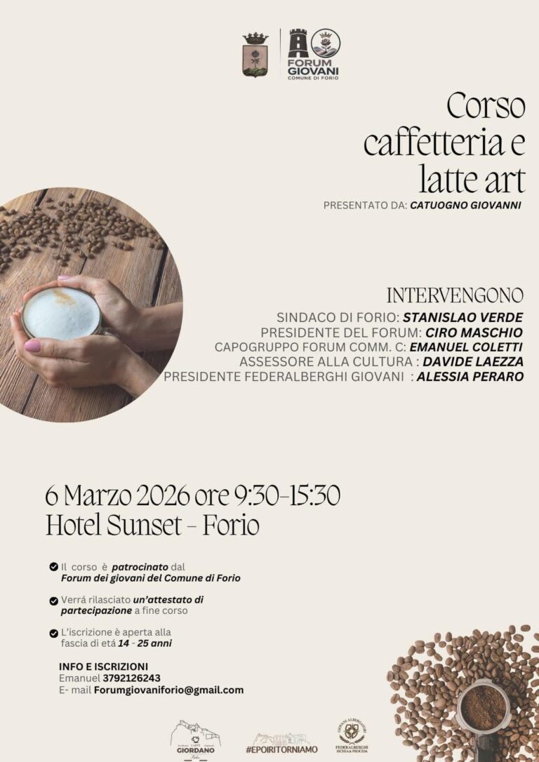 Forio, Il Forum dei Giovani promuove il Corso di Caffetteria e Latte Art