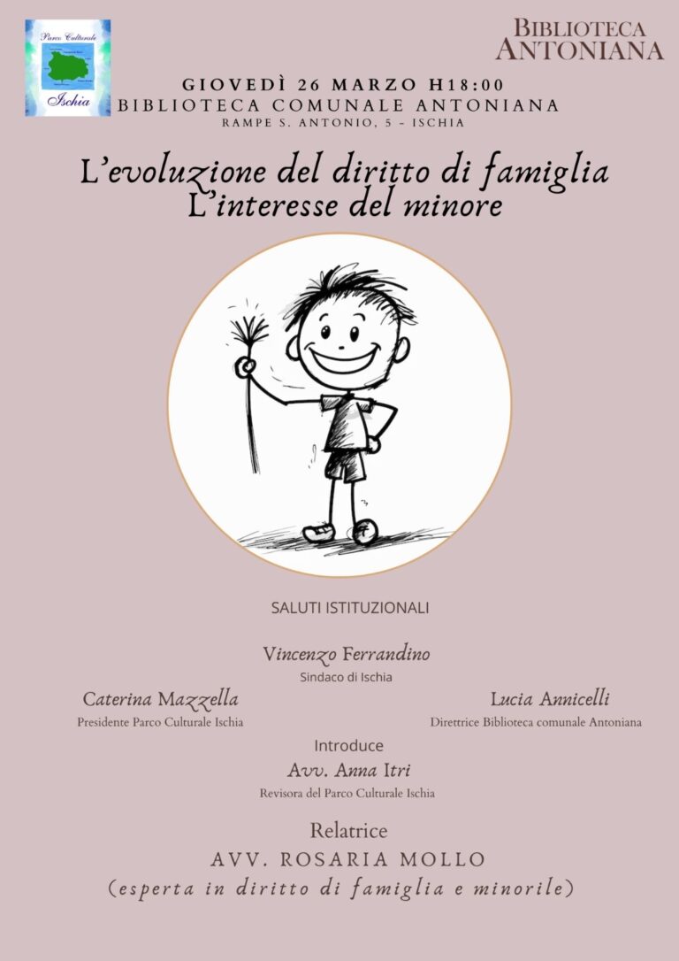 Ischia, biblioteca Antoniana: incontro sul futuro del diritto di famiglia e sulla tutela dei minori