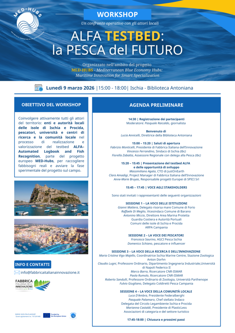 ALFA Testbed: la pesca del futuro. A Ischia il workshop del progetto europeo MED-Hubs