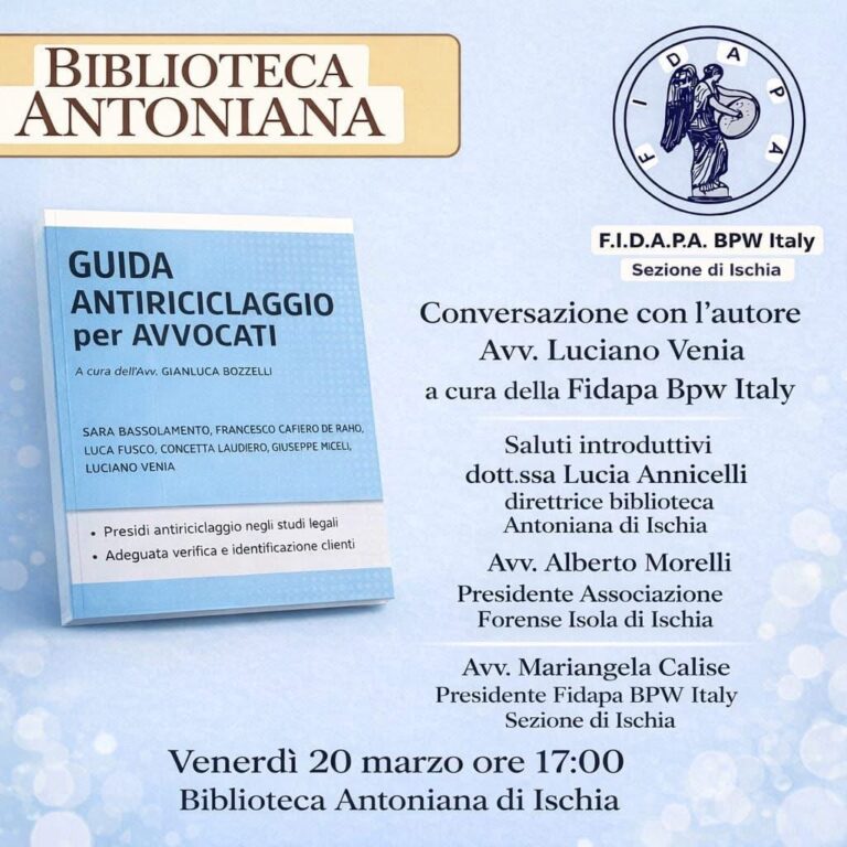 Biblioteca Antoniana Ischia, Conversazione con l’autore : al centro educazione finanziaria, autonomia e antiriciclaggio