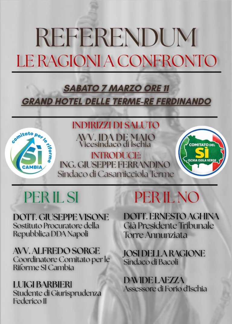 REFERENDUM, LE RAGIONI A CONFRONTO: DIBATTITO PUBBLICO A ISCHIA