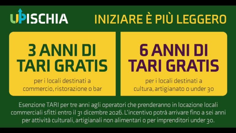 UP ISCHIA, IL COMUNE LANCIA I BONUS FISCALI: ECCO LE FINALITA’